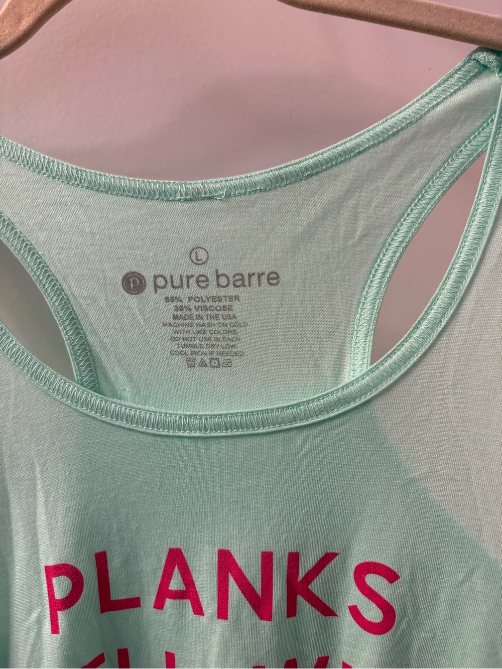 Pure Barre Mint Racerback Tank - "Planks Well With Others" NWT - Picture 4 of 5